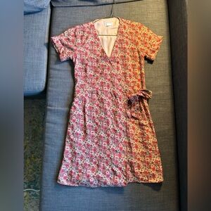 Frank & Oak Floral Mini Wrap Dress Fits as XS